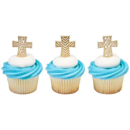 Gold Cross Assortment DecoPics Cupcake Decoration, 12ct {3}