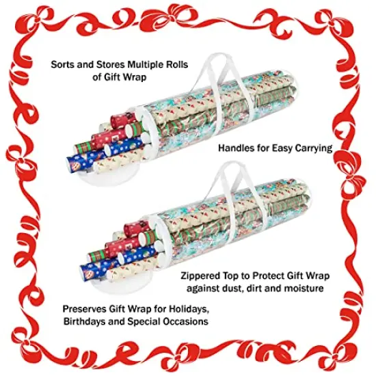 Gift Wrap Storage Bags Holds 40-Inch Rolls of Paper-2 Pack, Clear,X-Large {1}