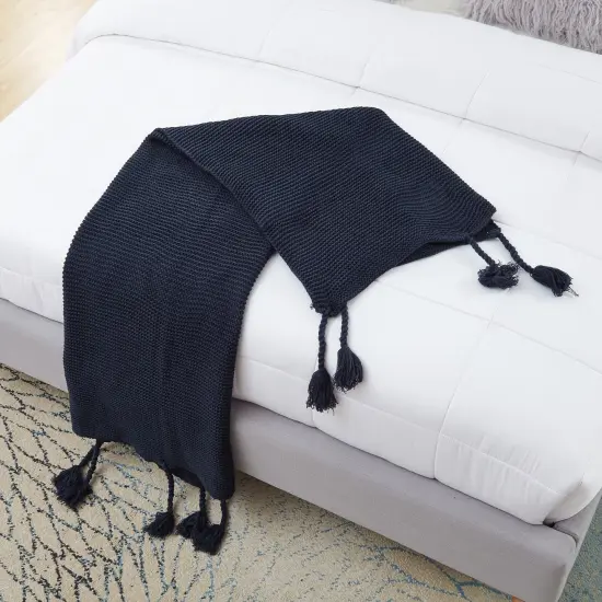 Garrison Acrylic Knit Throw Navy {3}