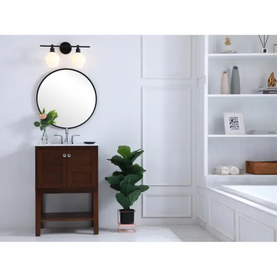 Gene 2 light Black and Frosted white glass Wall sconce {2}