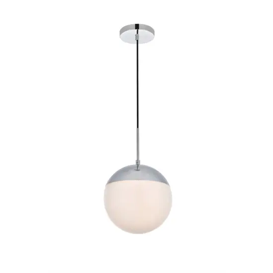 Eclipse 1 Light Chrome Pendant With Frosted White Glass {3}