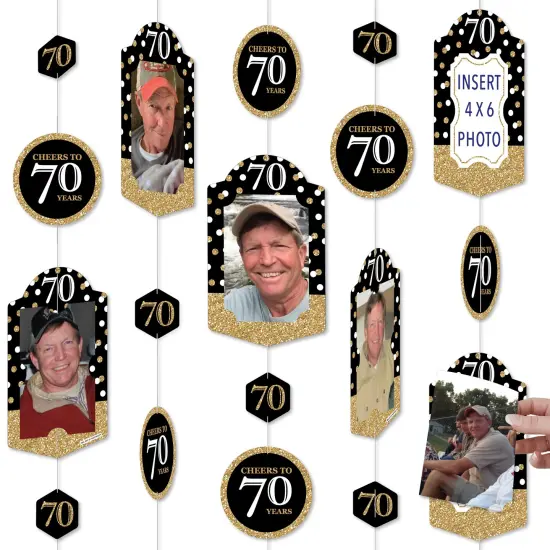Big Dot of Happiness Adult 70th Birthday - Gold - Birthday Party Vertical Photo Garland 35 Pieces {1}