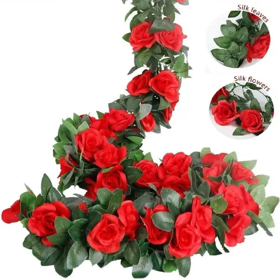 Kitcheniva Artificial Wall Vine Garland Rose Red Flowers {1}