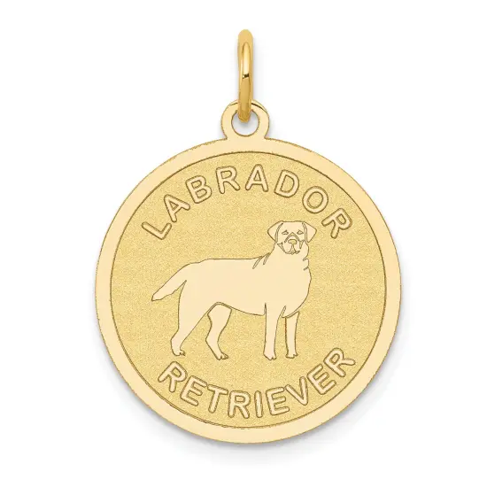 14K Yellow Gold Labrador Retriever Disc Charm Pendant Jewerly 26mm x 20mm {1}