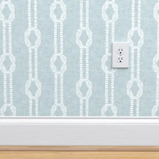 Peel & Stick Wallpaper 2FT Wide Coastal Cottage Cottagecore Rope Nautical Blue Beach Lake Sea Classic Custom Removable Wallpaper by Spoonflower {4}