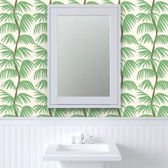 Pre-Pasted Wallpaper 2FT Wide Abstract Palms Tropical Stripe Nature Minimalist Summer Vibes Large Scale Custom Pre-pasted Wallpaper by Spoonflower {6}