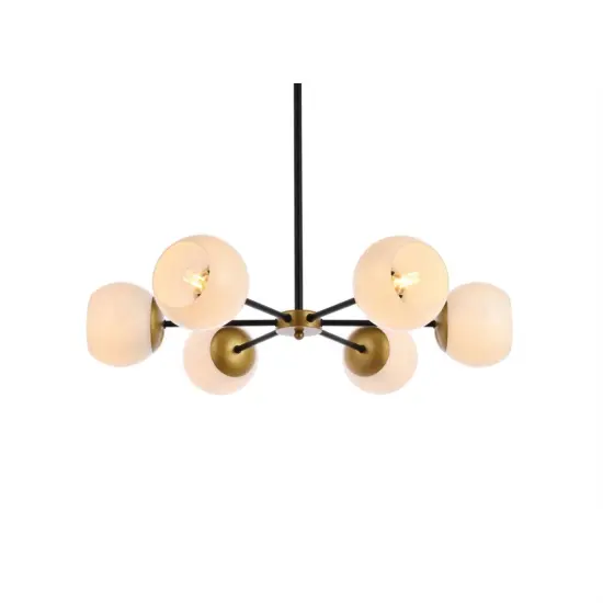 Briggs 30 inch pendant in black and brass with white shade {3}