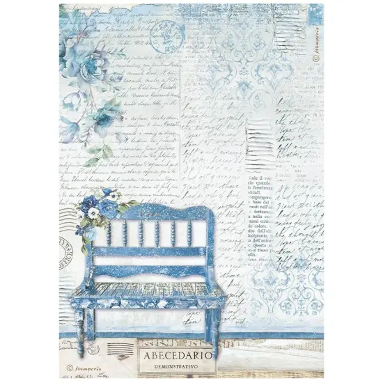 Stamperia Rice Paper Sheet A4-Blue Land Bench {1}