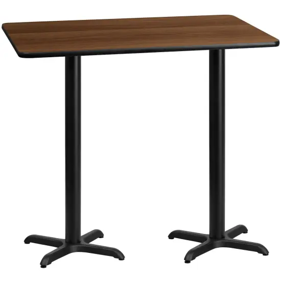 Emma and Oliver 30"x60" Rectangular Laminate Bar Table with 22"x22" Bases Walnut {1}