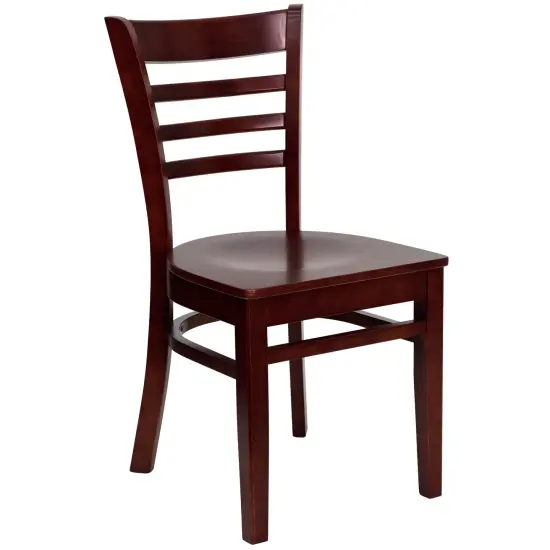 Emma and Oliver Ladder Back Wooden Restaurant Dining Chair Mahogany/Mahogany {1}