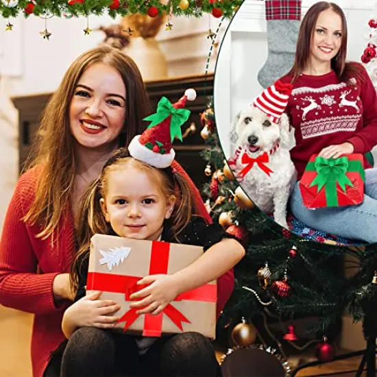 DECYOOL 4 Rolls 100 Yards Christmas Ribbons 1Inch Wide Holiday Satin Ribbons for Gift Wrapping and DIY Craft, Red & Green {3}