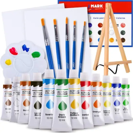 22 Pieces Painting Kit Includes Acrylic Paint Set, 8 x 10 in. Canvases, Brushes, Palette and More {2}