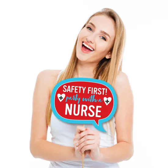 Big Dot of Happiness Funny Thank You Nurses - Nurse Appreciation Week Photo Booth Props Kit - 10 Piece {4}