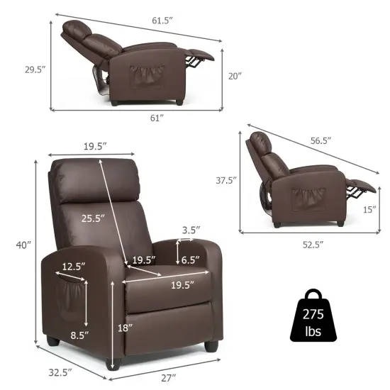 Recliner Sofa Wingback Chair with Massage Function {4}