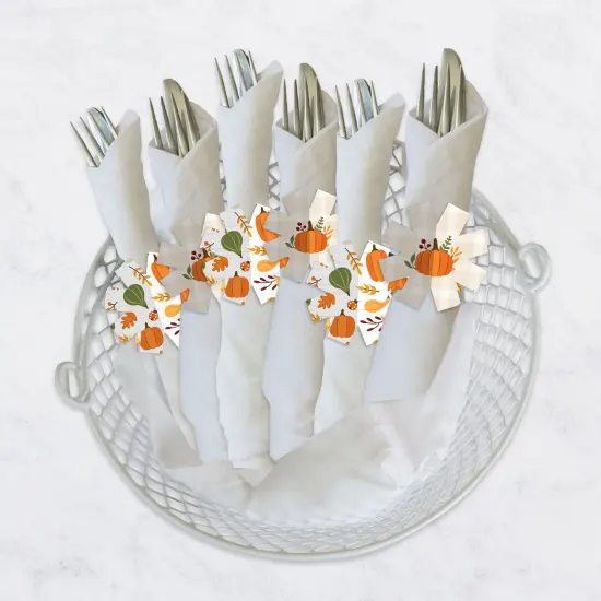 Big Dot of Happiness Fall Friends Thanksgiving - Friendsgiving Party Paper Napkin Holder - Napkin Rings - Set of 24 {4}