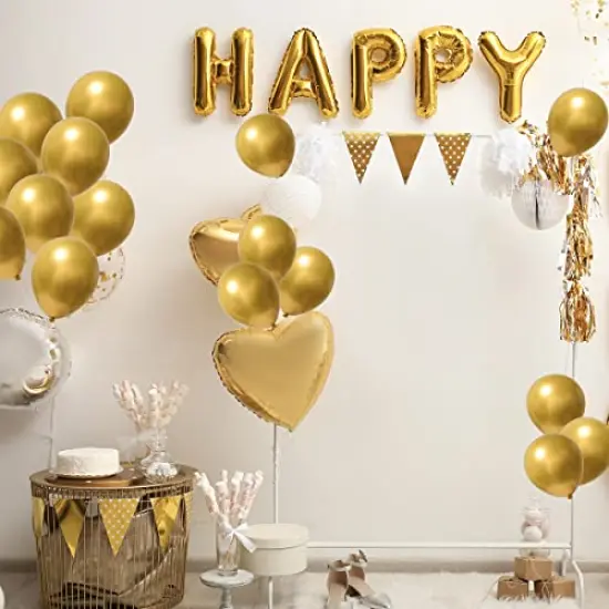 Gold Balloons, 120pcs 5 Inch Chrome Metallic Latex Gold Balloon for Party Supplies Birthday Anniversary Festival Baby Shower Wedding Engagement Decoration {4}