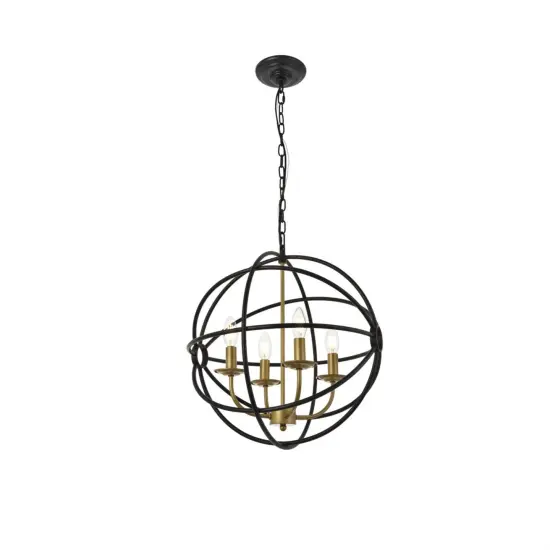 Octavia 4 light Brass and Dark Brown Pendant {4}