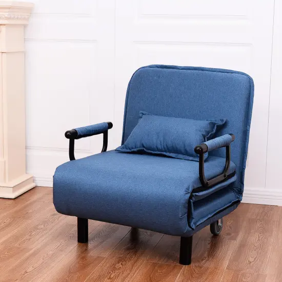 Convertible Folding Leisure Recliner Sofa Bed Blue {1}