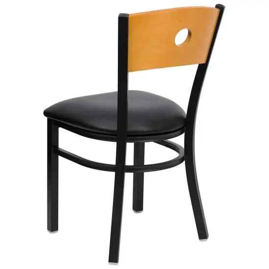 Emma and Oliver Wood Circle Back Metal Restaurant Dining Chair Nat/BlackVYL/Black {3}