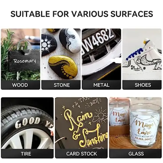 Paint Pens Paint Markers, 14 Pack Permanent Oil Based Markers, Medium Tip, 5 Colors, Never Fade Quick Drying and Waterproof Marker Pen Set for Metal, Wood, Fabric, Tire, Stone, Mugs, Glass, DIY Craft {6}