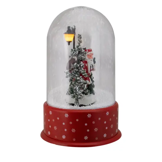 Northlight Lighted Santa with Street Light Snowing Christmas Globe - 11.75" Red {5}
