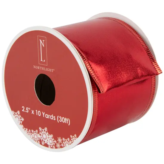 Northlight Shimmering Red Wired Craft Christmas Ribbon 2.5" x 10 Yards {1}