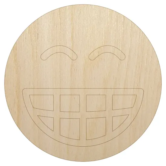 Happy Face Big Smile Teeth Grin Emoticon Unfinished Wood Shape Piece Cutout for DIY Craft Projects {7}