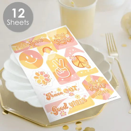 Big Dot of Happiness Stay Groovy - Boho Hippie Party Favor Sticker Set - 12 Sheets - 120 Stickers {3}