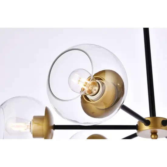 Briggs 30 inch pendant in black and brass with clear shade {5}