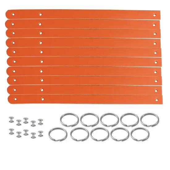 1/2" Blank Leather Keychains Kit - 10 Pre-Cut Blank Keyrings for Stamping & Engraving Orange {1}