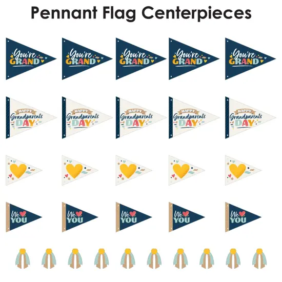 Big Dot of Happiness Happy Grandparents Day - Triangle Grandma & Grandpa Party Photo Props - Pennant Flag Centerpieces - Set of 20 {7}