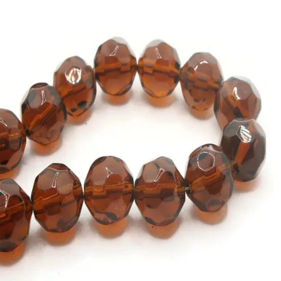 28 12mm Brown Faceted Round Glass Beads {1}