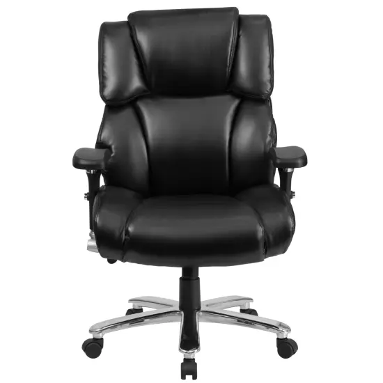 Emma and Oliver 24/7 400 lb. Big & Tall High Back Tufted Lumbar Knob Ergonomic Office Chair Black LeatherSoft {3}