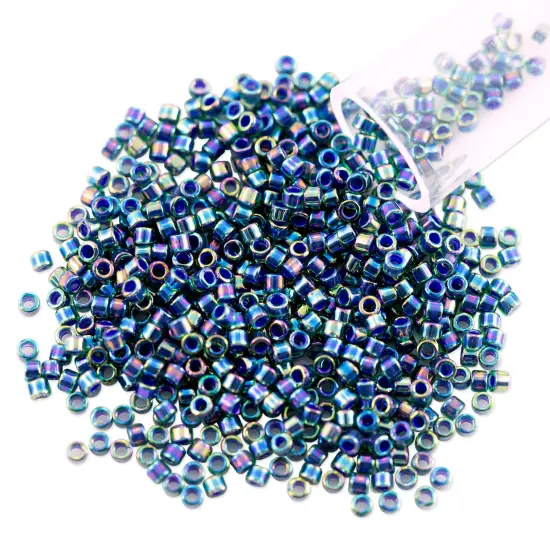 Miyuki Delica Seed Bead 11/0 Color Lined Mallard Green AB {1}