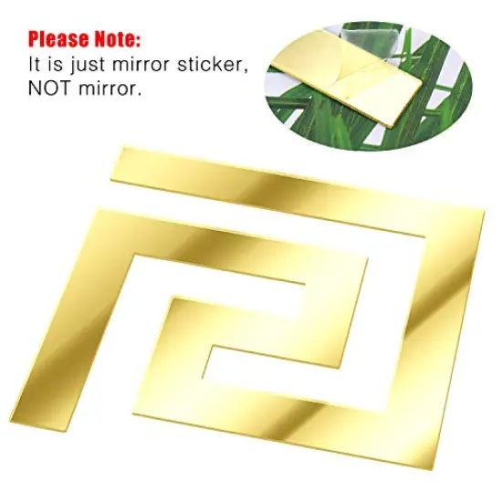 30 Pieces Acrylic Mirror Wall Stickers Mirror Decals Peel and Stick Mirror Tiles Border DIY Adhesive Wall Decor Stickers for Living Room Home Background Decor (Gold) {6}