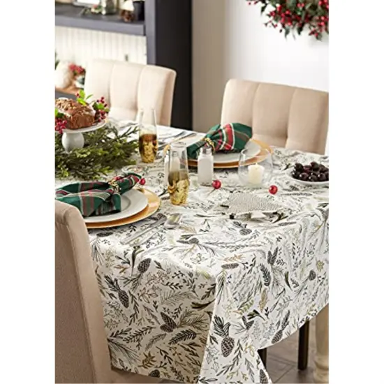 DII Sparkle Sprigs Printed Tablecloth, 52x52" {5}