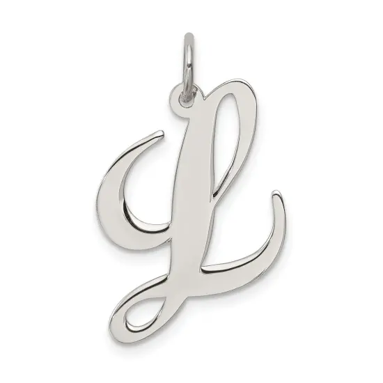 Sterling Silver Large Script Initial Letter L Charm Jewerly 21mm x 17mm {1}