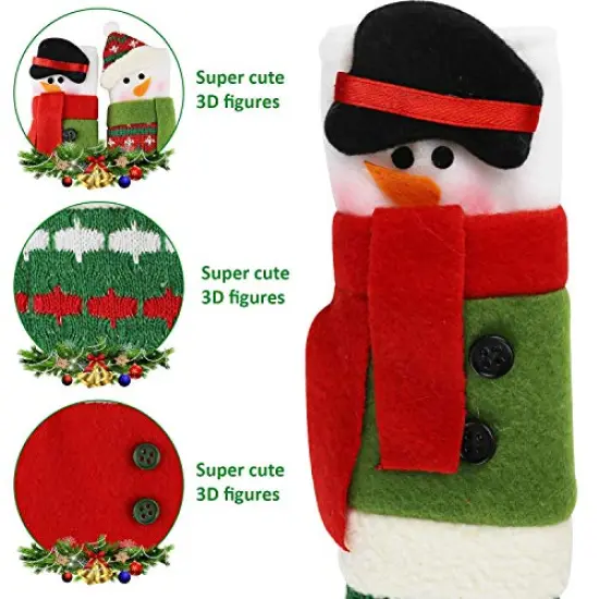 PTFNY 3 Piece Set Christmas Snowman Refrigerator Door Handle Covers Appliance Handle Covers Christmas Decorations Fits Standard Size Kitchen Refrigerator Microwave Oven Or Dishwasher {6}
