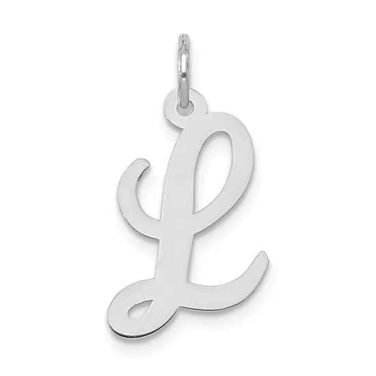 14K White Gold Medium Script Initial Letter L Charm Jewerly 19mm x 10mm {1}