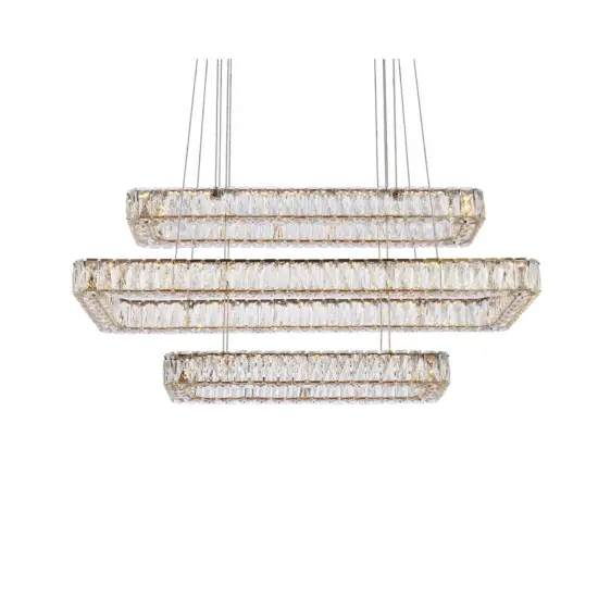 Monroe 42 inch LED triple rectangle pendant in gold {3}