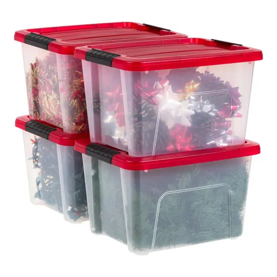 IRIS USA 20 Qt. Plastic Storage Bins with Lids, Clear, Latching, Stackable, Totes 4Pk {1}