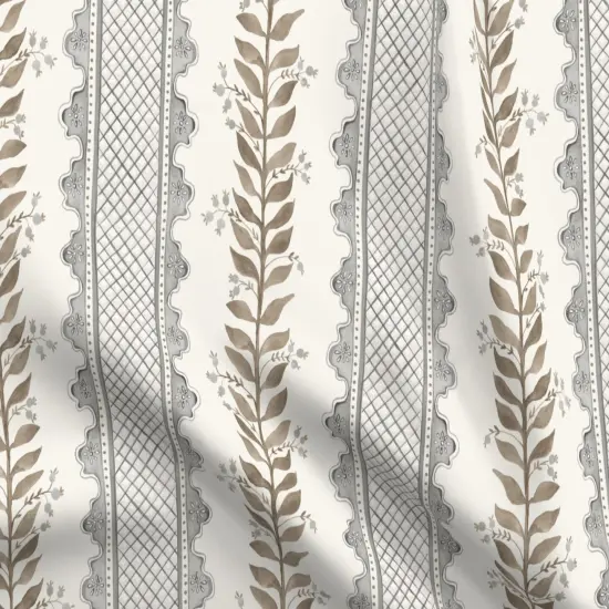 Various Fabrics by the Yard or Fat Quarter Boho Granny Chic Grey Beige Kitsch Floral Directional Lattice Stripes Large Scale Custom Printed Fabric by Spoonflower {5}