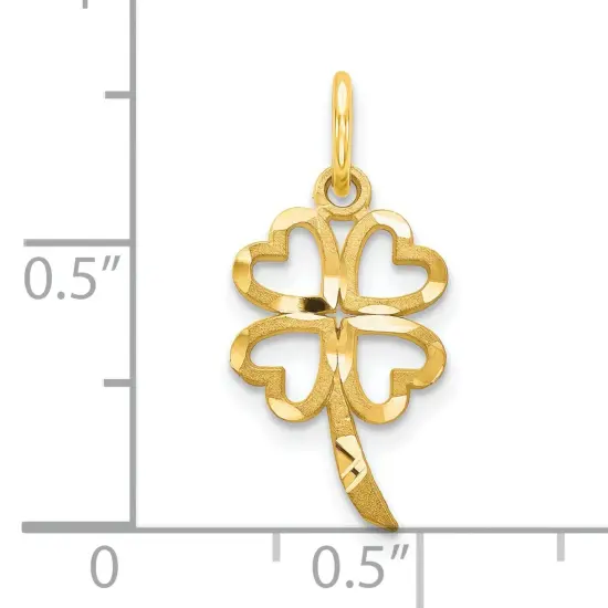 10K Yellow Gold Shamrock Charm Good Luck 4 Leaf Clover {4}