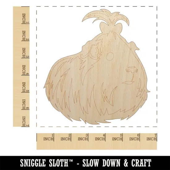 Cute Silkie Guinea Pig with Bow Unfinished Wood Shape Piece Cutout for DIY Craft Projects {1}