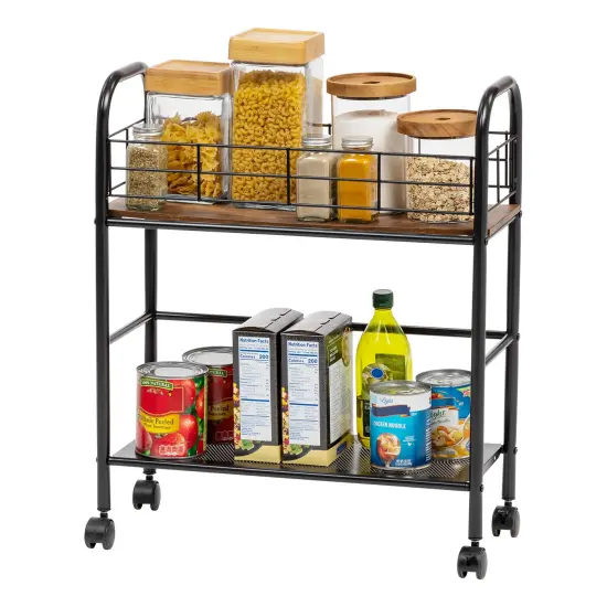 IRIS USA Metal Storage Cart with Casters, Kitchen Serving Cart {1}