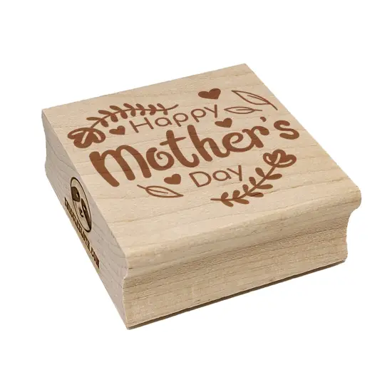Happy Mother's Day Heart Shaped Flower Border Square Rubber Stamp for Stamping Crafting {7}