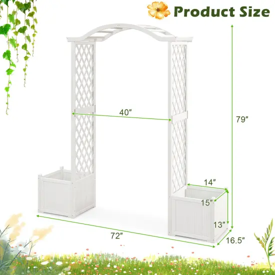 Garden Arbor with Planter-White {5}