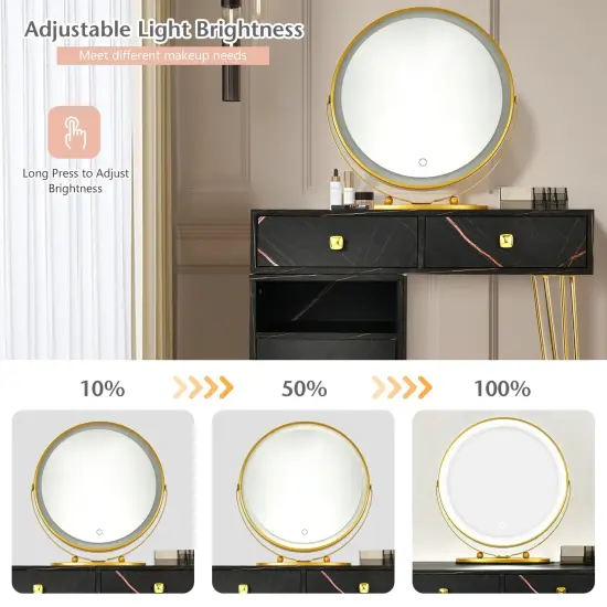 Modern Dressing Table with Storage Cabinet Black {5}
