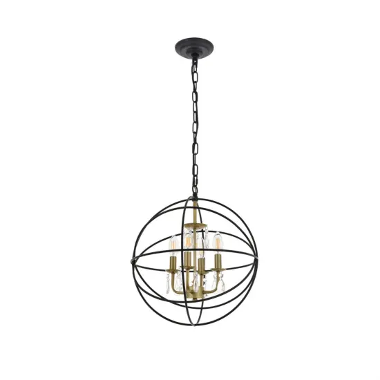Wallace 4 light Matte Black and Brass Pendant {5}