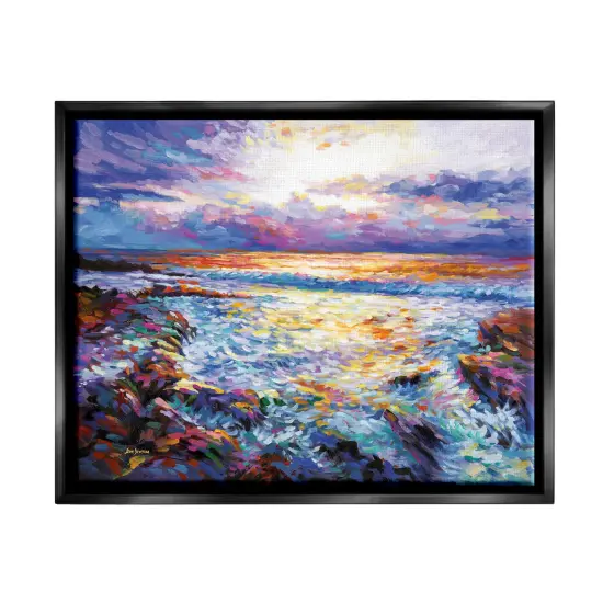 Stupell Industries Abstract Contemplation by the Sea Framed Floater Canvas Wall Art Gray Floater Frame {7}